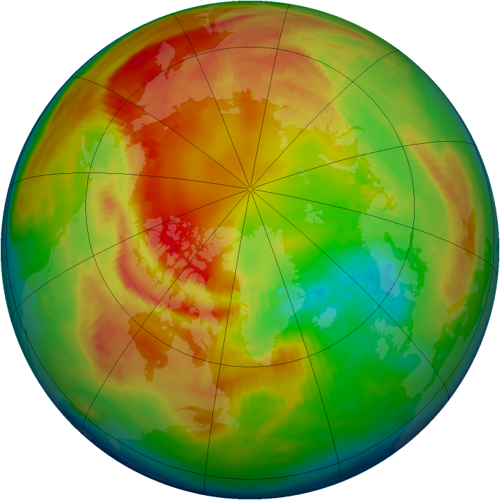 Arctic ozone map for 22 February 1983